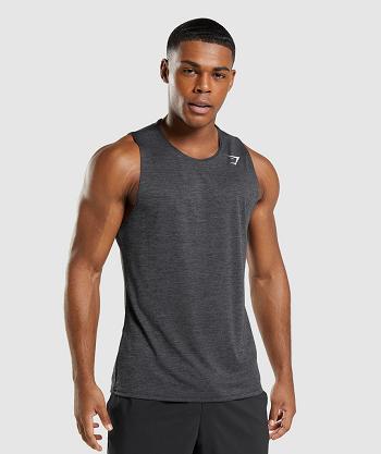 Camiseta Tirantes Gymshark Arrival Slim Marl Hombre Negras Negras Gris | CO 3185YXF